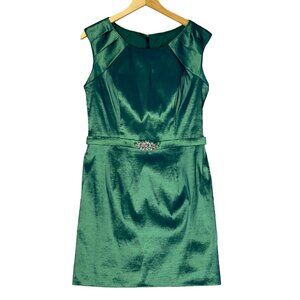 Black Label by Jasmine Teal Green/Blue Taffeta Sheath Formal Dress $230 Size 12